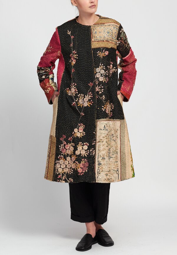 By Walid Silk Chinese Panel Tanita Coat in Black