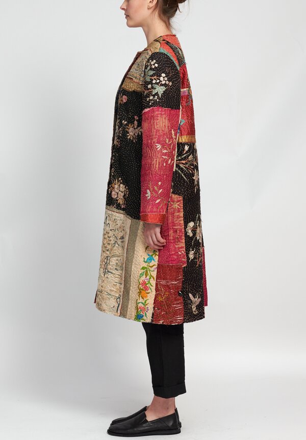 By Walid Silk Chinese Panel Tanita Coat in Black