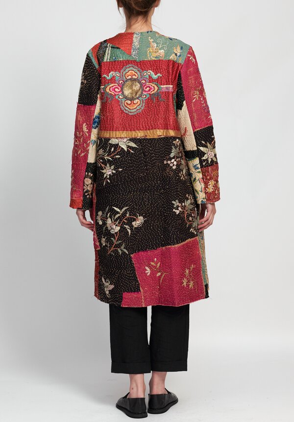 By Walid Silk Chinese Panel Tanita Coatin in Black/ Cherry Blossoms ...