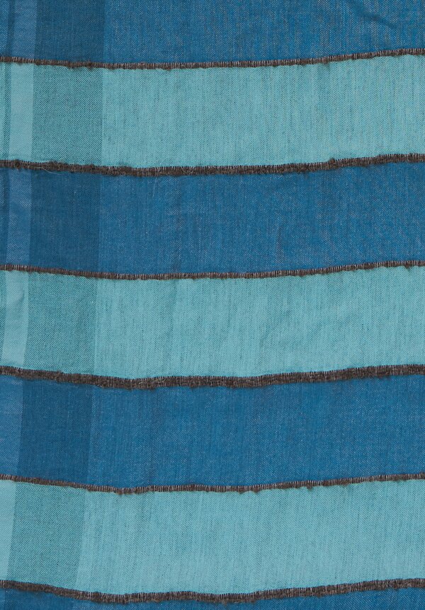 Oska Textured Striped Scarf in Blue	