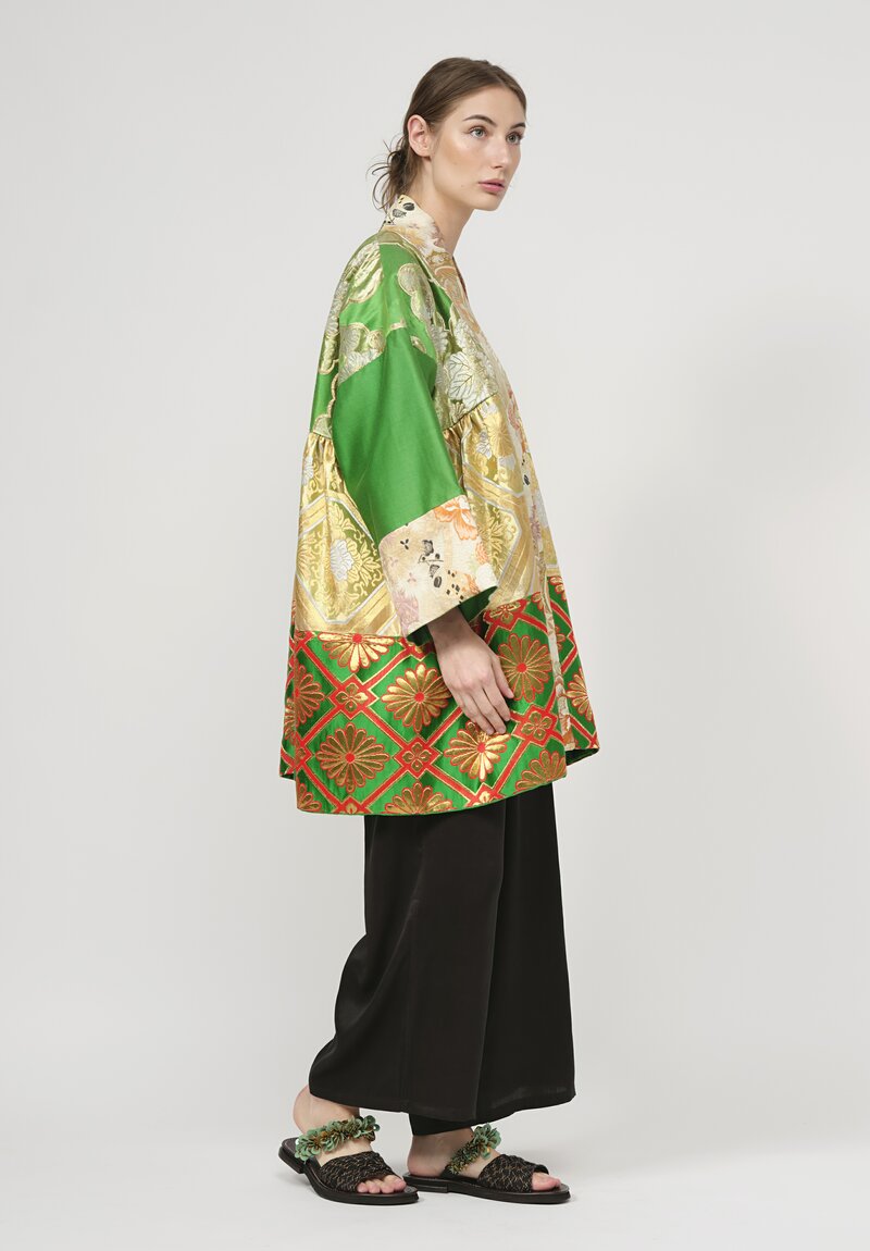 Rianna + Nina Obi Flounce Jacket in Green & Gold Multi	