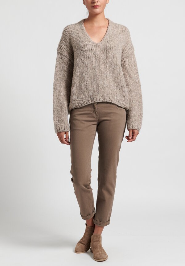 Lauren Manoogian Hand Knit V Neck in Mouse Melange | Santa Fe Dry