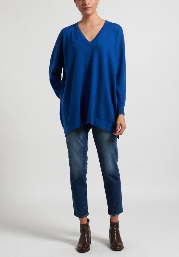 Hania New York Marley Cashmere V-Neck Sweater in Olympian Blue