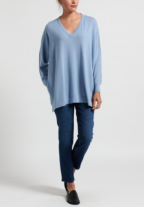 Hania New York Marley Cashmere V-Neck Sweater in Sky Blue	