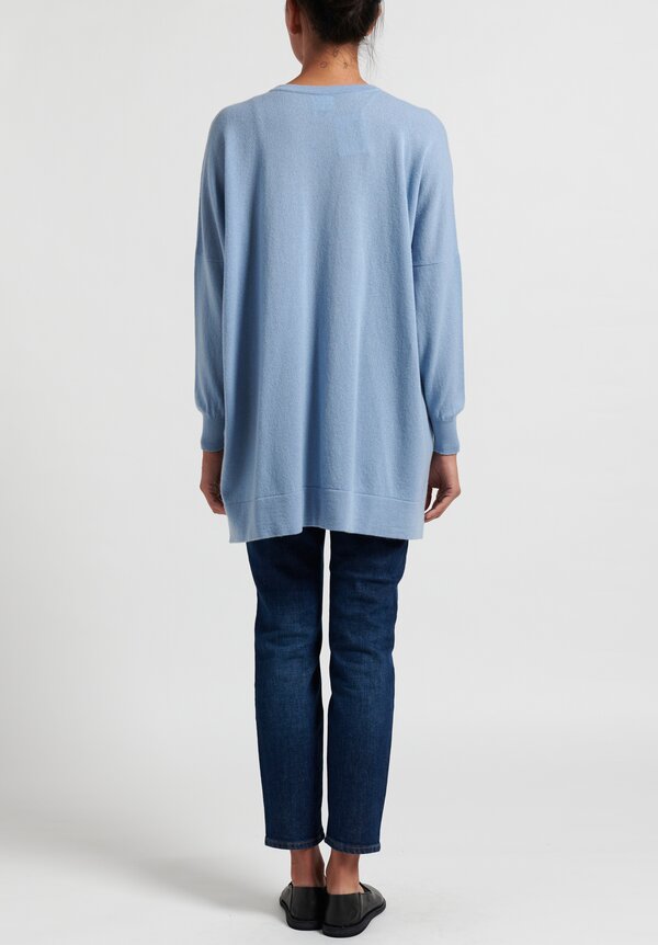 Hania New York Marley Cashmere V-Neck Sweater in Sky Blue	