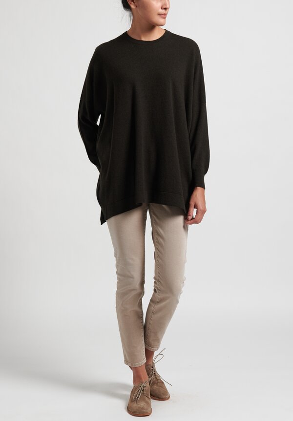Hania New York Cashmere Marley Crewneck in Olive	