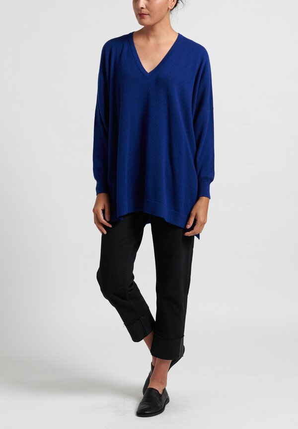 Hania New York Marley Cashmere V-Neck Sweater in Blue	