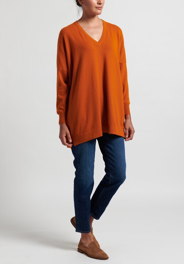 Hania New York Marley Cashmere V-Neck Sweater in Spice	