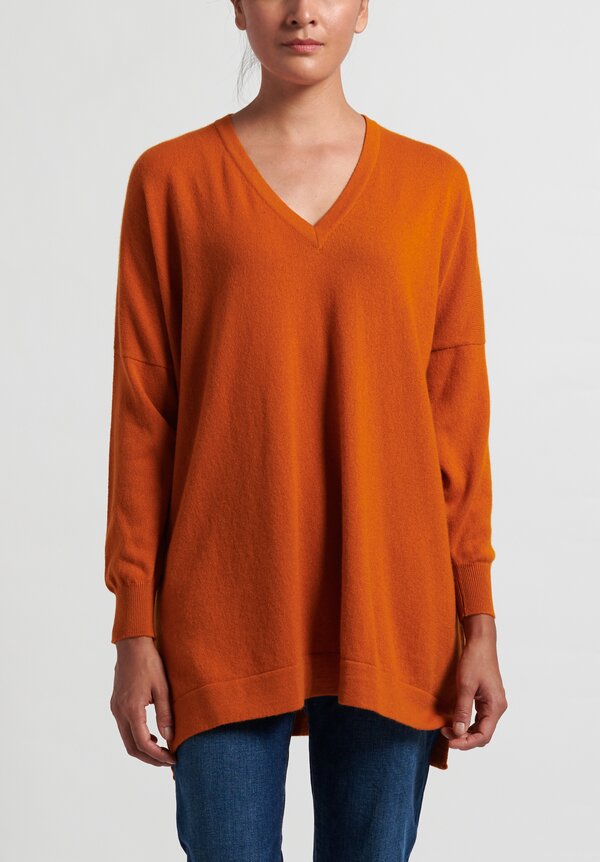 Hania New York Marley Cashmere V-Neck Sweater in Orange	