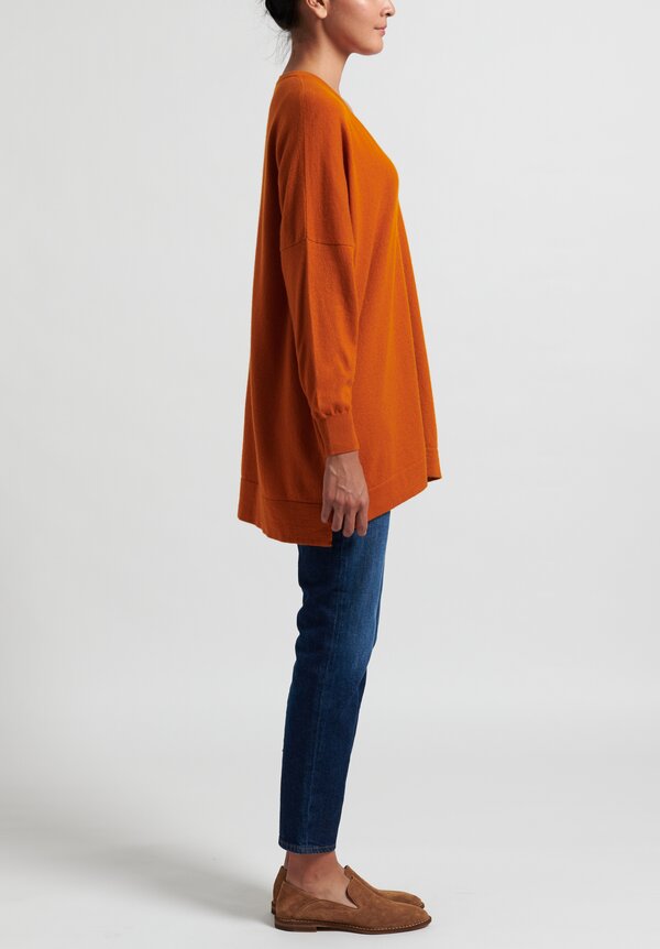 Hania New York Marley Cashmere V-Neck Sweater in Orange	