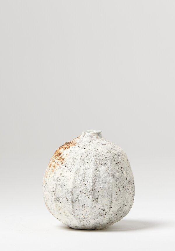 Akiko Hirai Small Round Poppy Vase in White Flute	