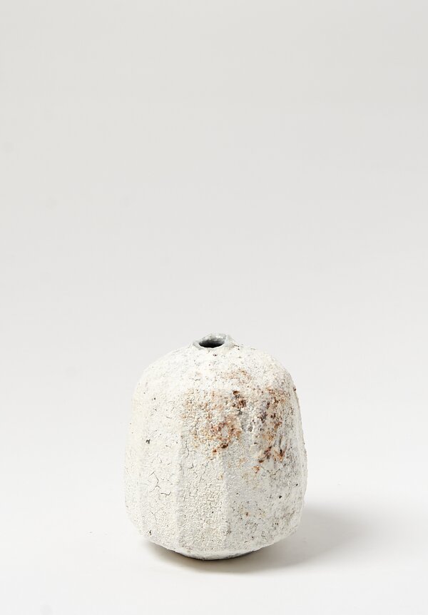 Akiko Hirai Small Poppy Oval Vase in White Flute	