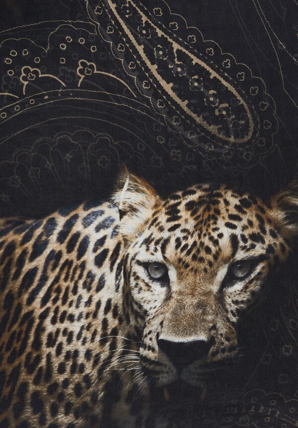 Etro Cheetah Print Scarf in Black	
