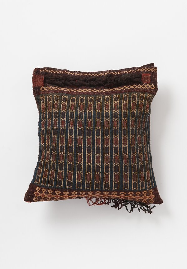 Shobhan Porter Hand Loomed Braided Border Pillow in Brown Diamond II	