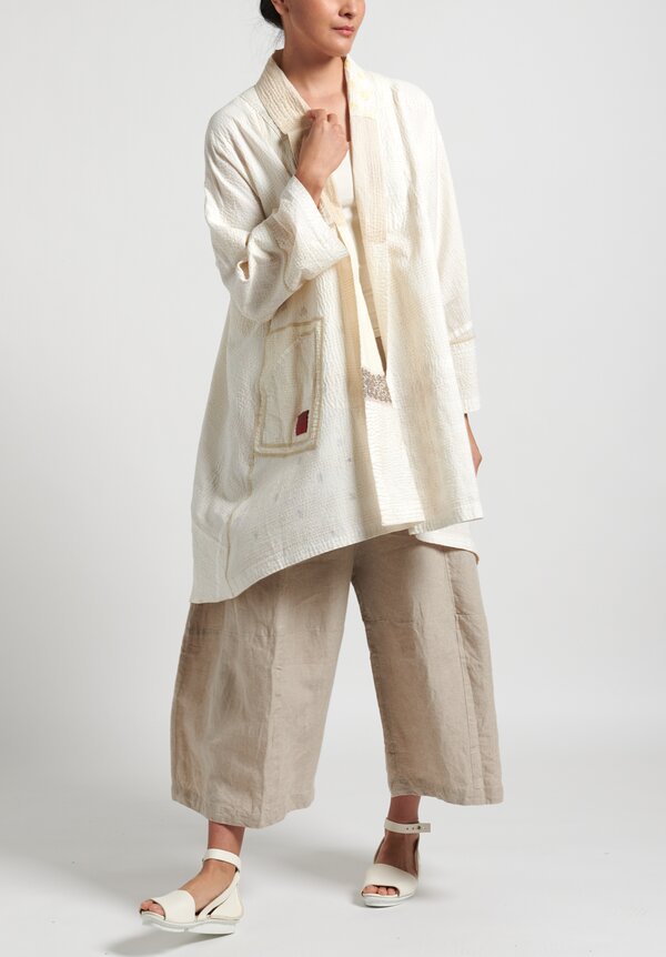 Mieko Mintz Frayed Patch Kimono in Ivory | Santa Fe Dry Goods ...