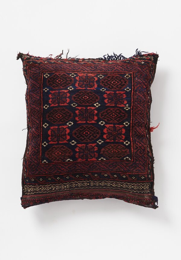 Antique and Vintage Hand Knotted Fringe and Tassel Pillow in Burgundy	