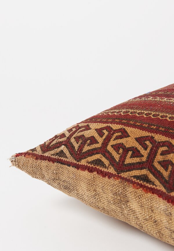 Antique and Vintage Afghan Turkmen Saddle Bag Pillow in Red & Light Grey	