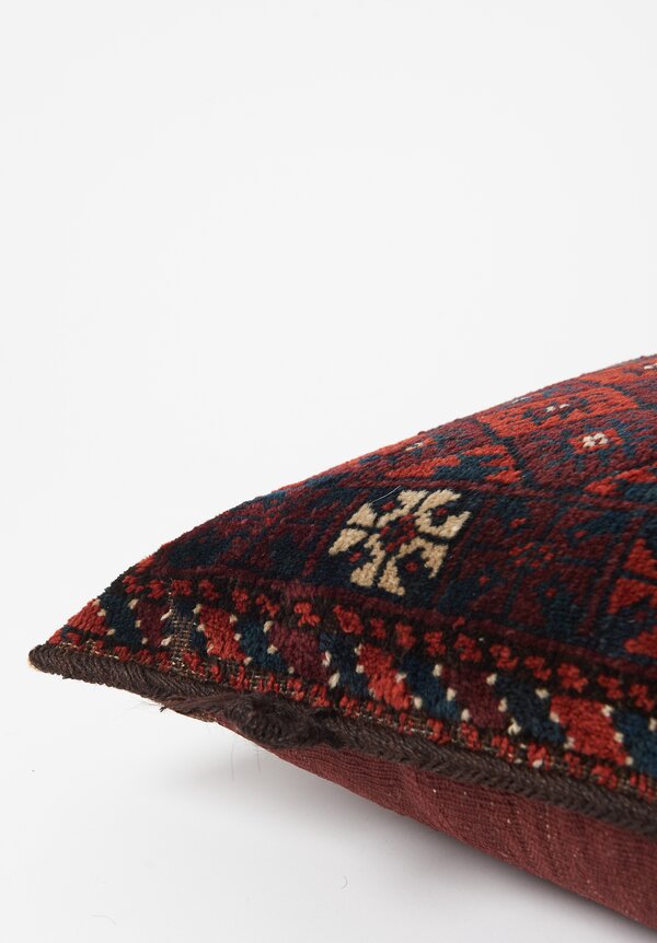Antique and Vintage Hand-knotted Lumbar Pillow in Red
