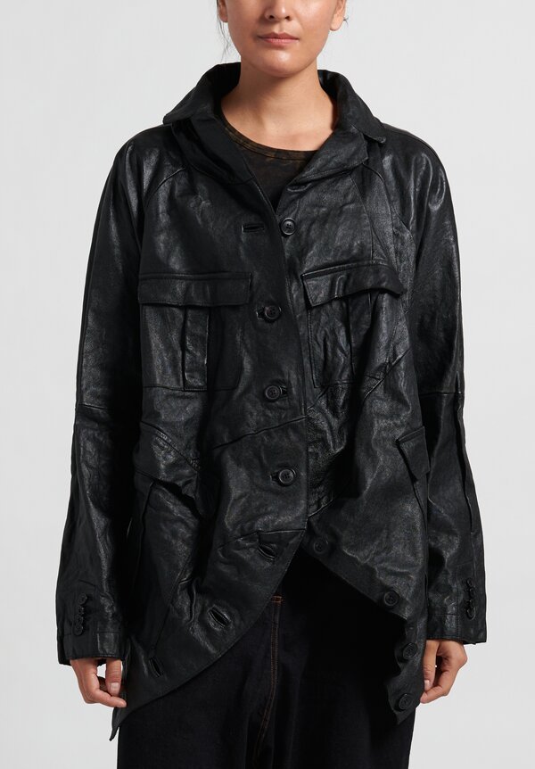 Rundholz Dip Leather Jacket in Black