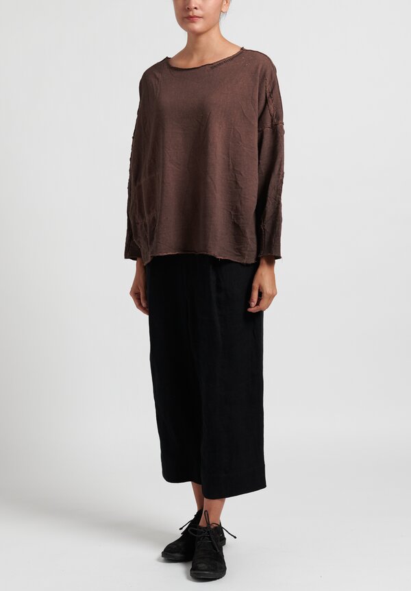 Umit Unal Distressed Long Sleeve Top in Tobacco	