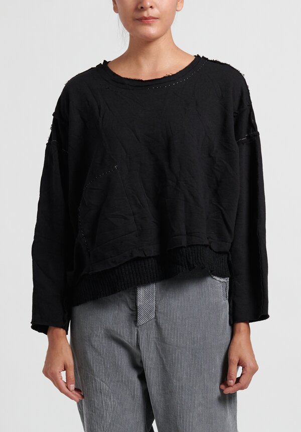 Umit Unal Cropped Sweatshirt with Ribbed Hemline in Black | Santa Fe ...