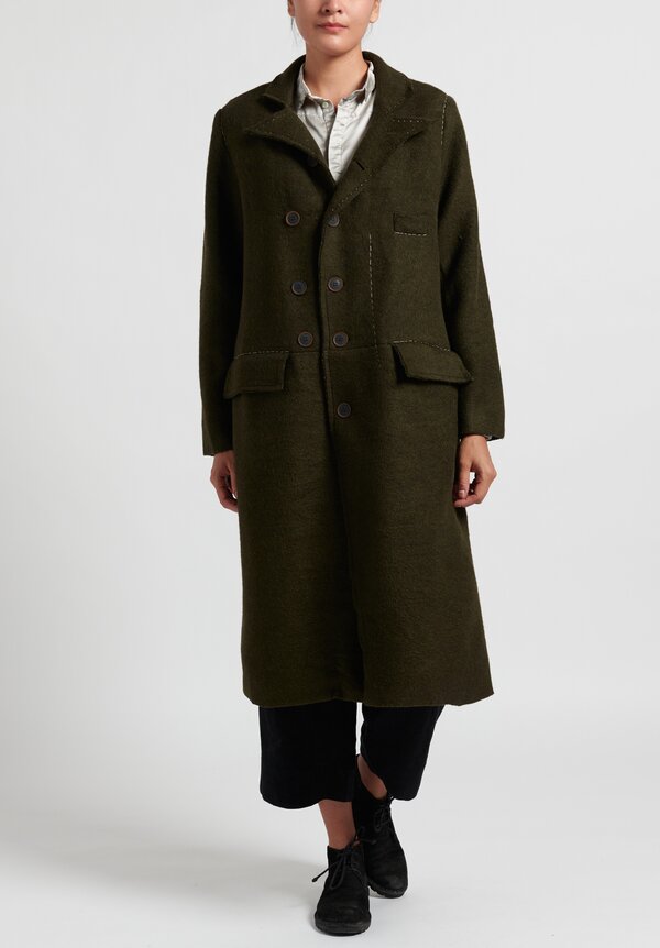 Umit Unal Wool Felted Coat in Green	