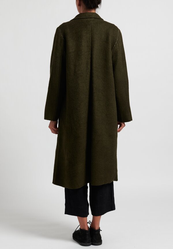 Umit Unal Wool Felted Coat in Green	