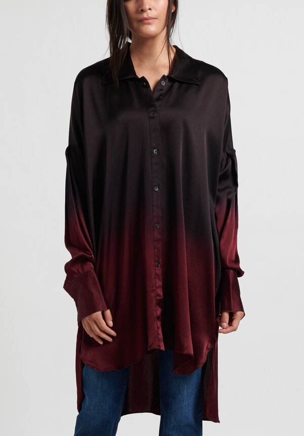 Masnada Silk Shirt in Black/Garnet