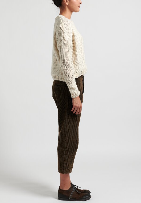 Umit Unal Wide Ribbed Knit Cropped Sweater	