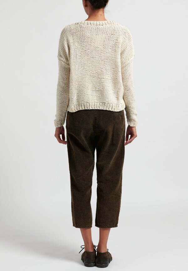 Umit Unal Wide Ribbed Knit Cropped Sweater	