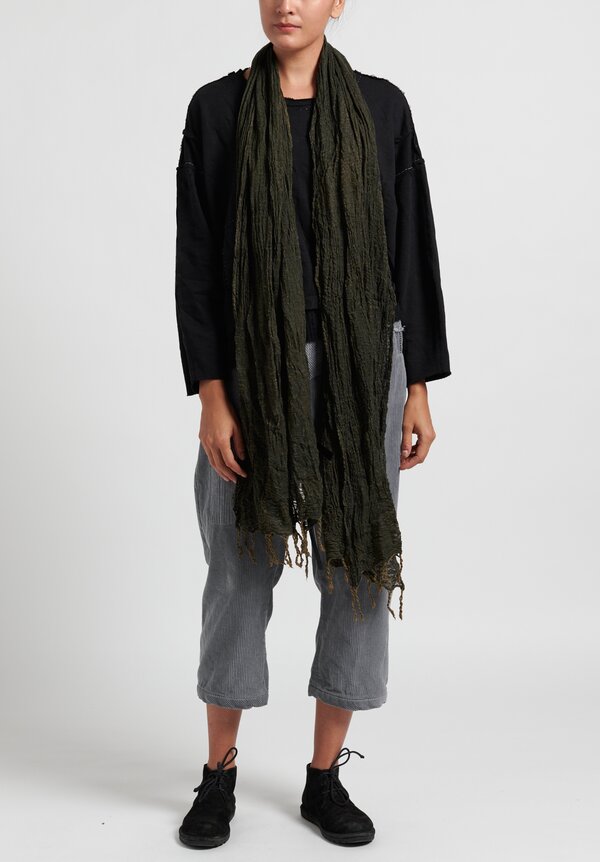 Umit Unal Lightweight Scarf with Fringe in Olive