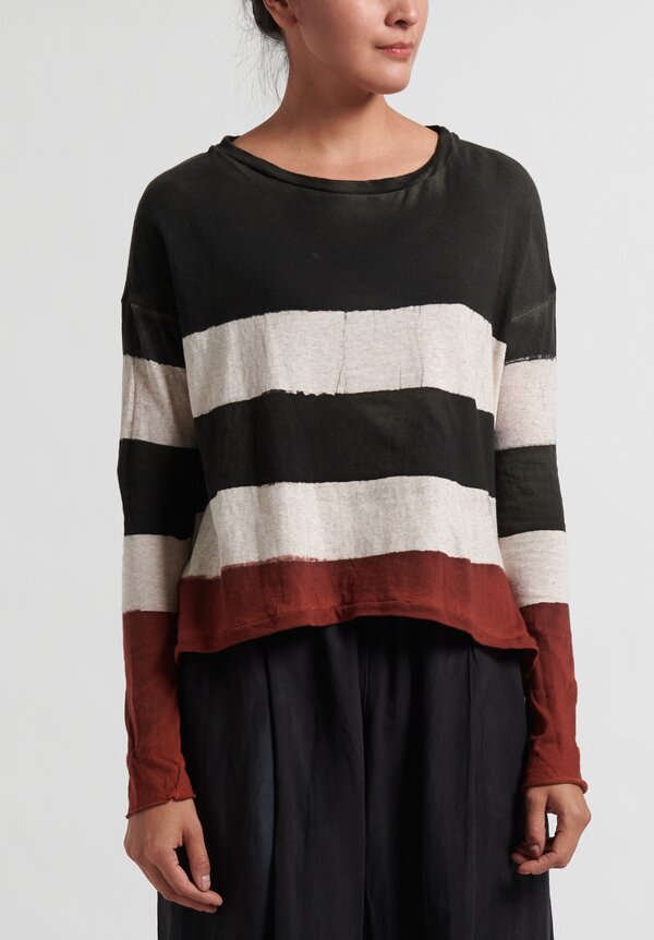 Gilda Midani Pattern Dyed Long Sleeve Trapeze Tee in Red	
