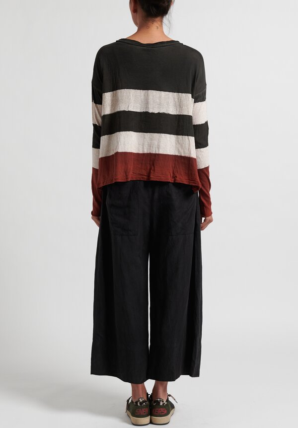 Gilda Midani Pattern Dyed Long Sleeve Trapeze Tee in Stripes Blended ...