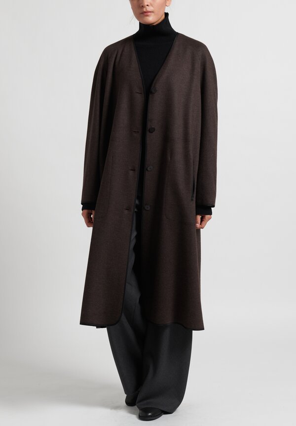 The Row Wool Belona Coat in Brown Melange Santa Fe Dry Goods