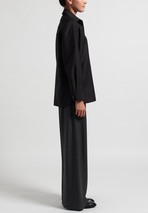 The Row Virgin Wool Big Sisea Shirt in Black	