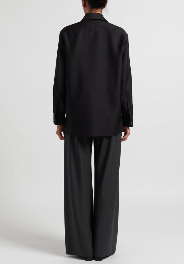 The Row Virgin Wool Big Sisea Shirt in Black	