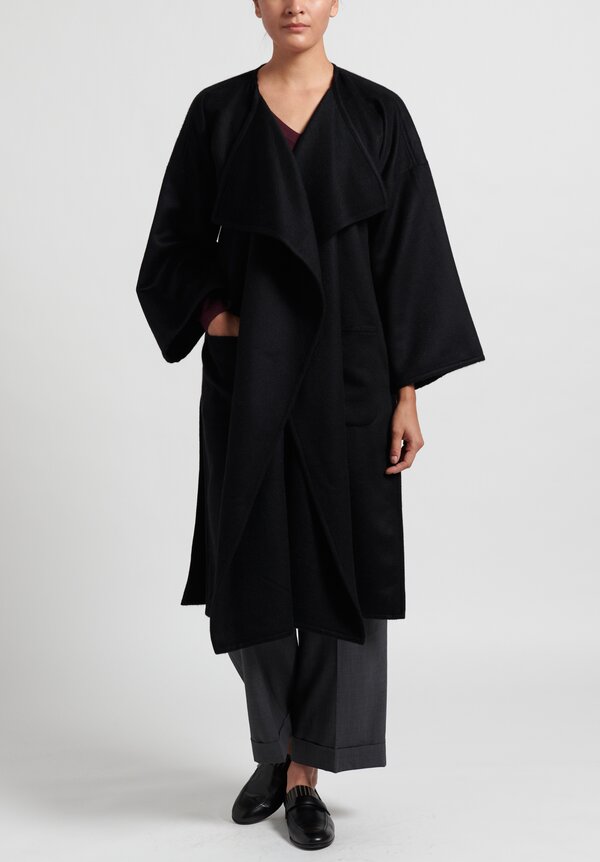 Alonpi Cashmere Open Front Coat in Black	
