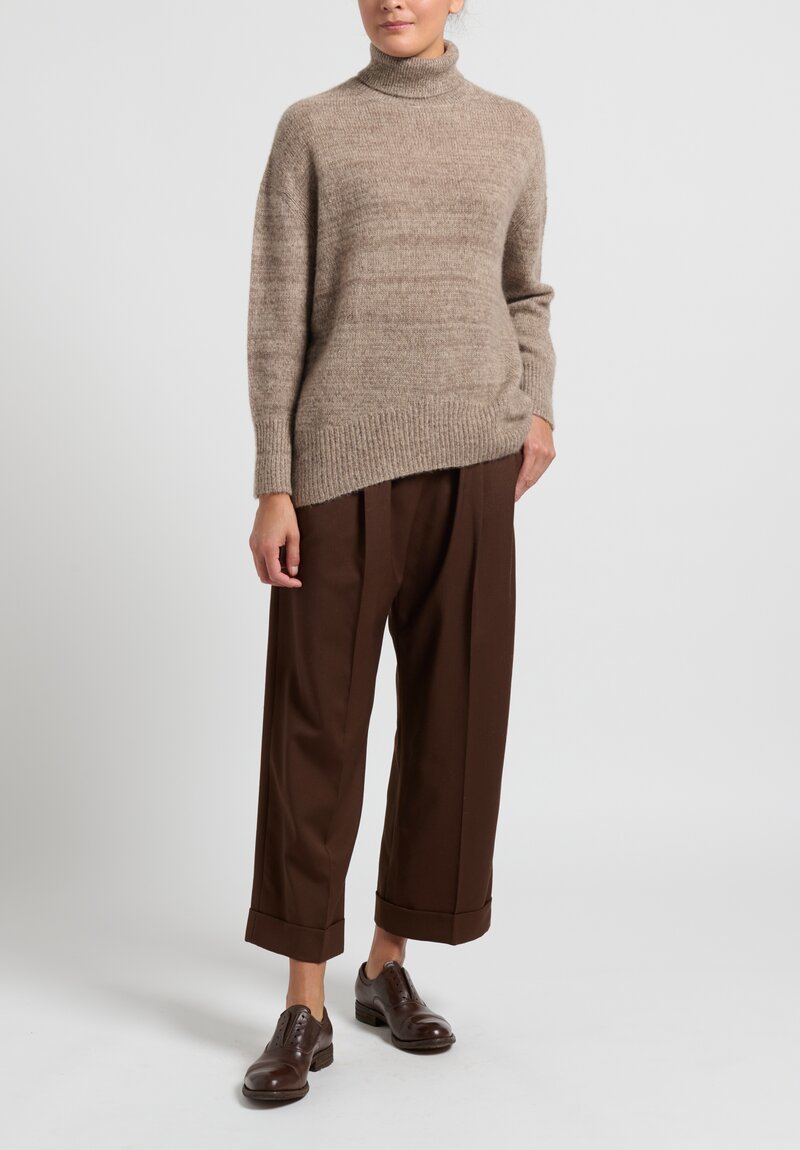 Himalayan Cashmere ''Amara'' Turtleneck Sweater in Hazelnut/Jute Brown	