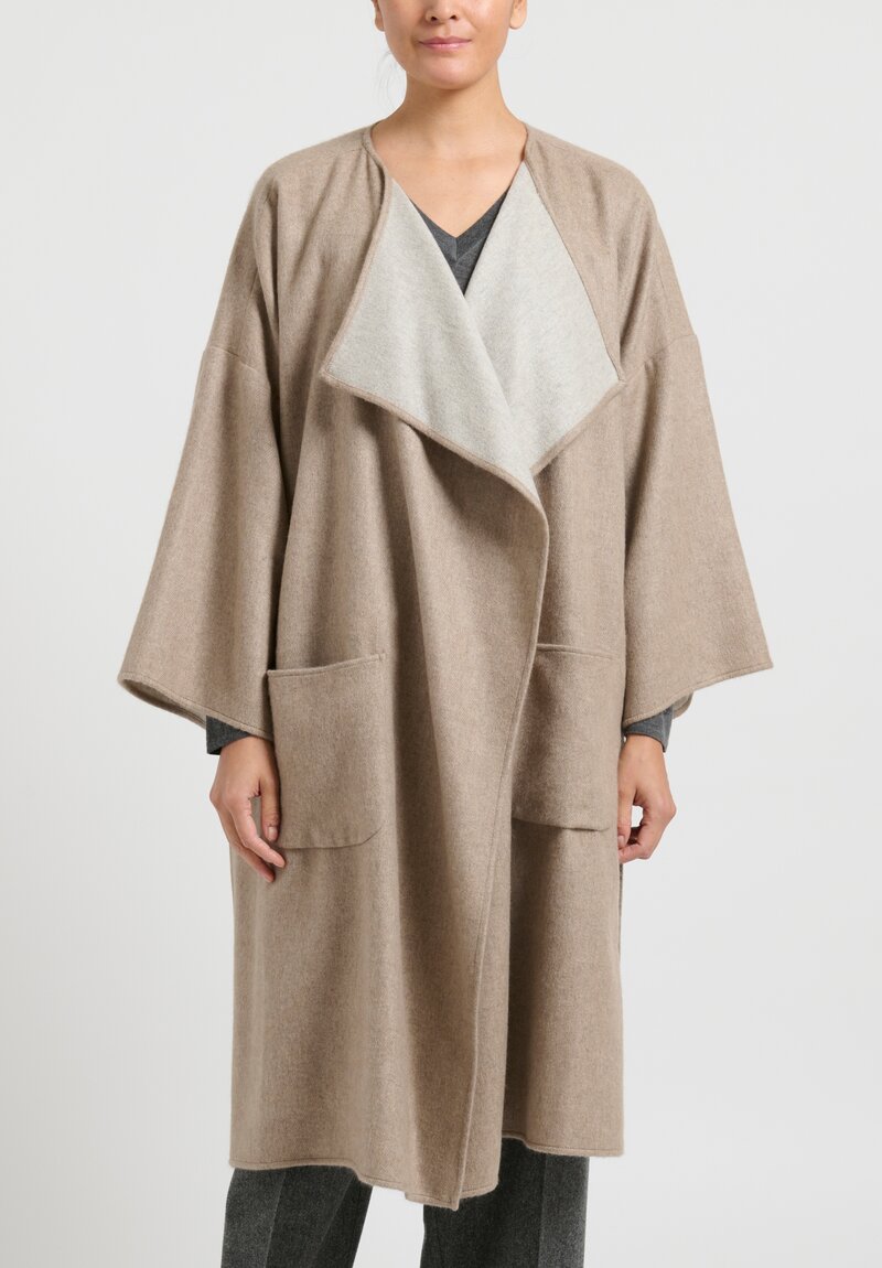 Alonpi Cashmere Open Front Coat in Natural	