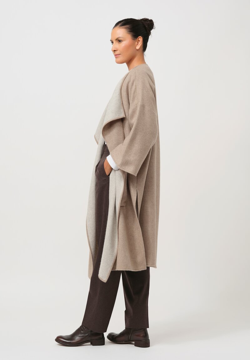 Alonpi Cashmere Open Front Coat in Natural	