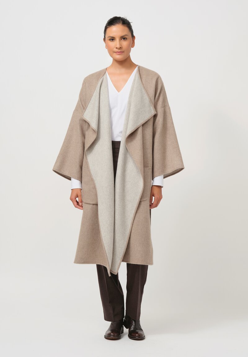 Alonpi Cashmere Open Front Coat in Natural	