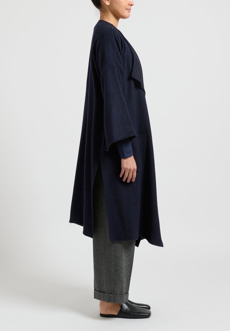 Alonpi Cashmere Open Front Coat in Navy