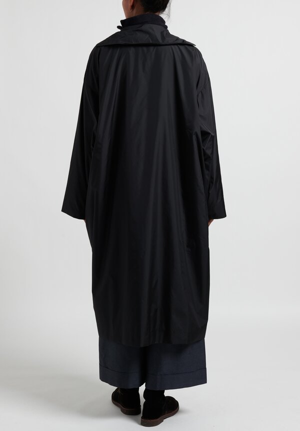 Daniela Gregis Cashmere and Nylon Reversible Mainsail Coat in Anthracite/Black Check	