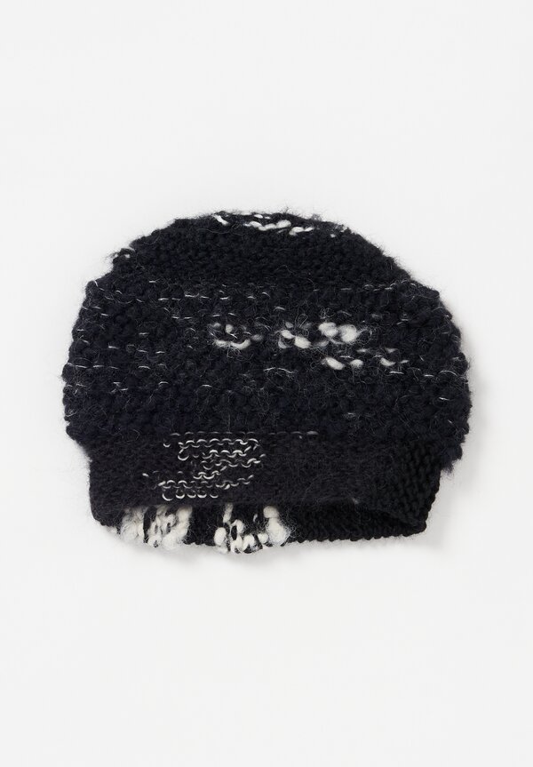 Daniela Gregis Hand-Knitted Wool/Cotton Storm Hat Black/White	