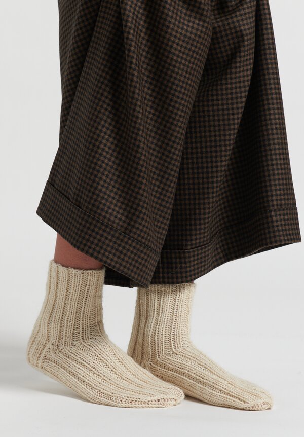 Daniela Gregis Hand-Knitted Long Alpaca Socks Cream	
