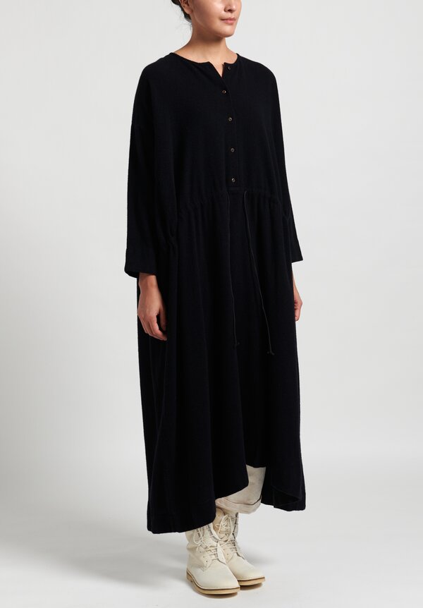 Kaval Wool/Cashmere Long Drawstring Dress in Navy	