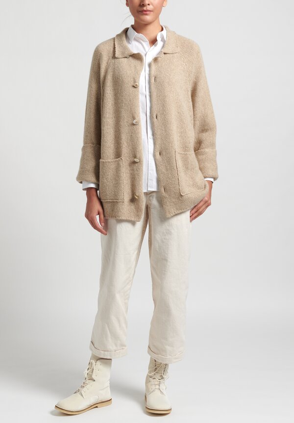 Kaval Cashmere/Sable Tweed Cowichin Knit in Beige	