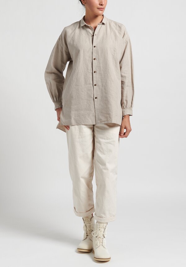 Kaval High Count Linen Open Pullover Shirt in Natural | Santa Fe Dry ...