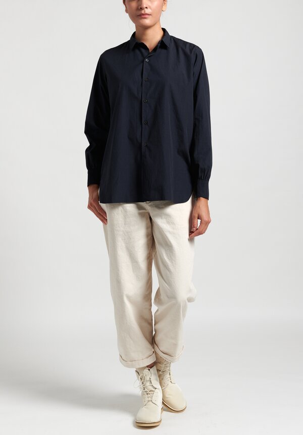 Kaval Cotton Simple Shirt in Navy	