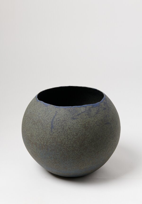 Linda Ouhbi Light Blue Handmade Wide Ceramic Pot	